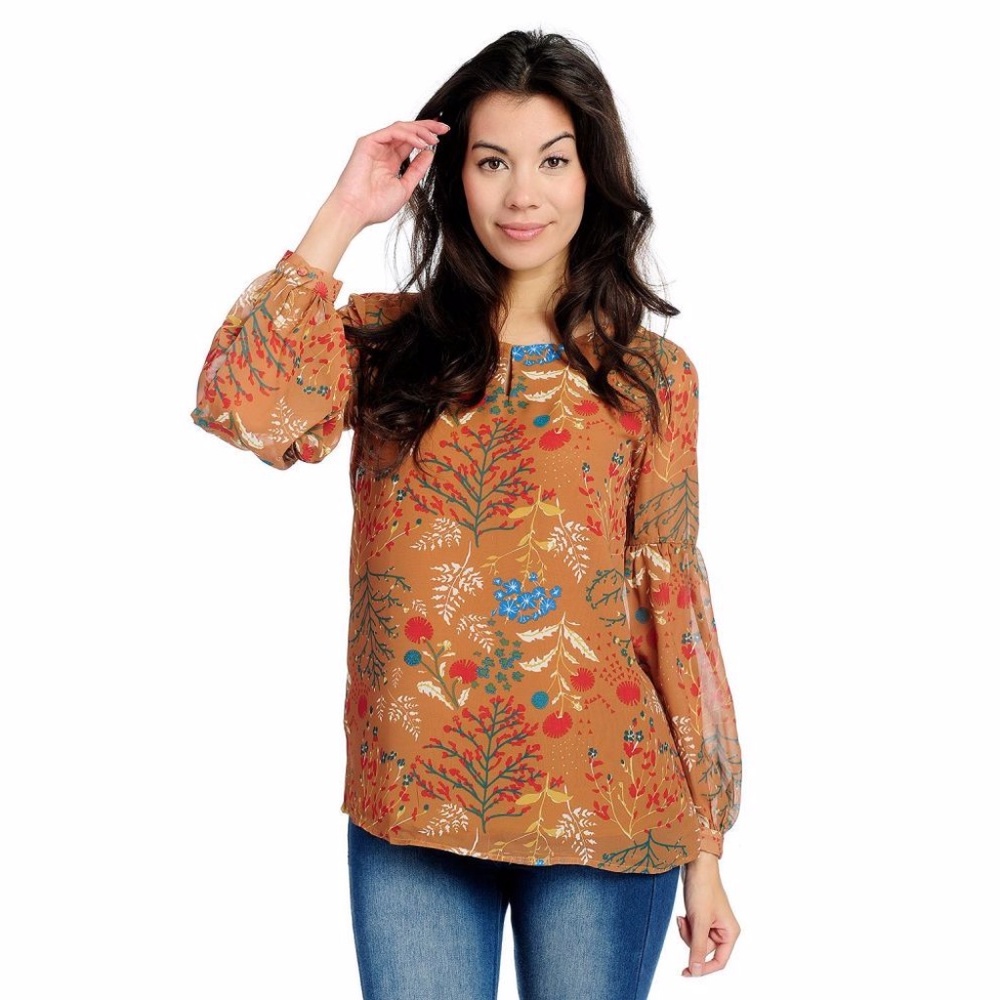 3 for $30 1X Floral Sheer Sleeve Blouse NWOT